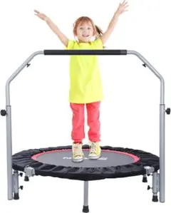 トランポリン 補助手すり付き 大型102cm 耐荷重150kg 折りたたみ