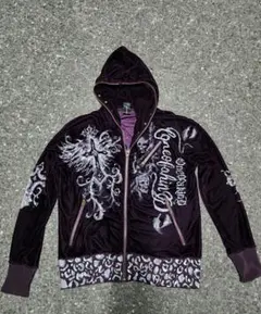 【即購入 可】リメイク ペイント ベロア パーカー