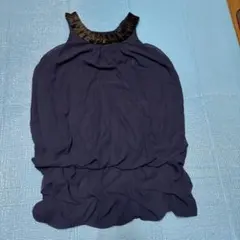 ネイビー ノースリーブ ミニワンピース M