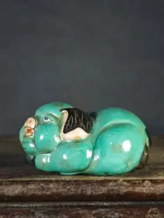 清時代　乾隆年製　珐琅彩描金　招财猪　陶磁器 豚 置物 縁起物 古美術 骨董品 清時代 乾隆年製 珐琅彩描金 招财猪 陶磁器 豚 置物 縁起物 古美術