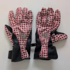 【中古品】The North Face 赤と白のチェック柄グローブ