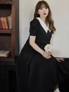 美品 Herlipto Puff Sleeve Jersey Dress M 黒 - メルカリ