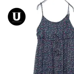 ＼ワンピース／ 花柄 ロングスカート 総柄 黒 キャミソール プリーツ 古着