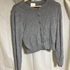 クルーネック 長袖 カーディガン グレー