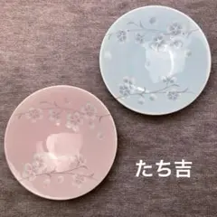たち吉 さやか花小鉢(桜) ピンク&水色 2枚セット 13cm