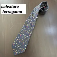 Salvatore Ferragamo ネクタイ 総柄 ネイビー