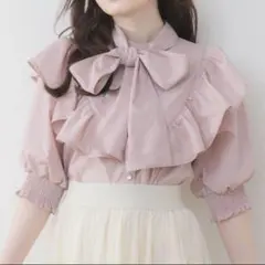 Emsexcite Vフリル ボウタイブラウス リボンブラウス