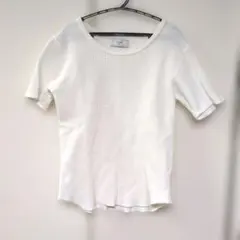【スローブ イエナ】ワッフル生地　半袖Tシャツ　カットソー　白　綿　チビTのサムネイル