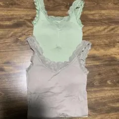 パット付きリブキャミソール 2枚セット Sサイズ