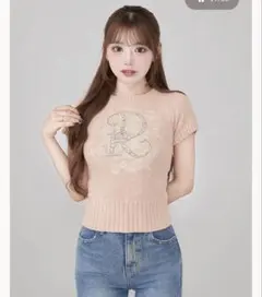 Darich DRビジューフラワーニットトップス　ピンク