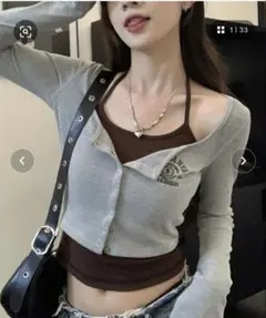 HALEY PESCA レイヤード風バイカラー長袖トップスのサムネイル