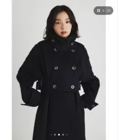新品　rienda 2WAYサイドベルトウールコート　黒　ロングコート　ブラックのサムネイル