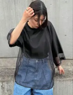 FRIFUL 2in1 ヴァーケーション シアーメッシュ Tシャツ 黒