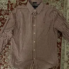 TOMMY HILFIGER 赤と白 ギンガムチェック長袖シャツ 古着