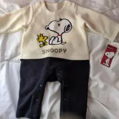 スヌーピー　裏起毛　刺繍　ロンパース　70cm