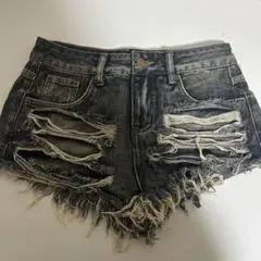 ダメージデニムショートパンツ ダークグレー