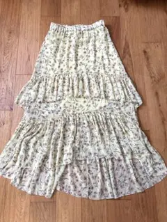 花柄ティアードスカート パステルカラー アシンメトリー フィッシュテール