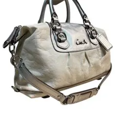 2WAY ストラップ付 本革 ショルダーバッグ F15445 コーチ シルバー