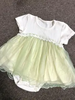 【美品】フラワーレースロンパース・カバーオール80サイズ