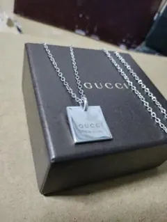 グッチ シルバー925 GUCCIロゴネックレス イタリア製 高級感あり 良好品