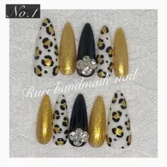 オーダー ネイルチップ ギャルネイル ヒョウ柄ネイル 地雷ネイル No.1