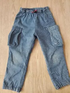 키즈 데님 카고 바지 긴 바지 110cm