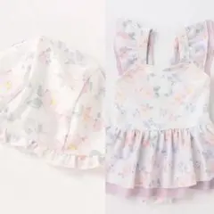 新品　プティマイン 花柄ワンピース水着　スイムキャップ　セット
