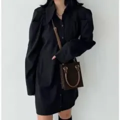 EMODA ビックカラーシャツワンピース ブラック