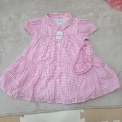 新品未使用。訳あり品。GAPピンクのギンガムチェック 半袖ワンピース