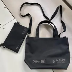 新品未使用 KALDI ねこの日バッグ ブラック トートバッグ ポーチ付き