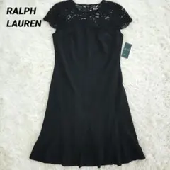 【未使用】ラルフローレン　ストレッチ　レース　半袖ワンピース　ドレス　フレア