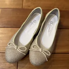 【美品】DIANA グリッターフラットシューズ　24cm 結婚式 パーティー