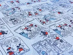 Disney〇mickey＆Minnie〇アメコミ柄〇リップル生地〇101×74