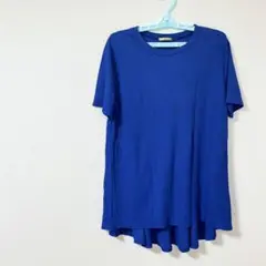 青 ロイヤルブルー コットン 半袖チュニックM