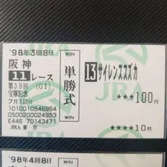 サイレンススズカ馬名入りダービー単勝馬券＆JRA50周年ポストカード5枚