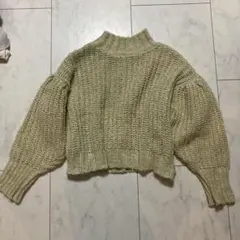 earth music & ecology バルーン袖 クロップドニットセーター