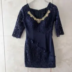 ROBE de FLEURS Glossy ネイビー レース ビジュー キャバのサムネイル