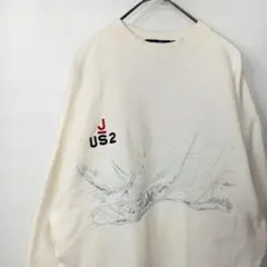 ノーティカ　クルーネック　スウェット　プルオーバー　トレーナー　刺繍　白　Mのサムネイル