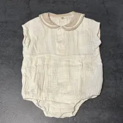 ベージュ 襟付きロンパース 70