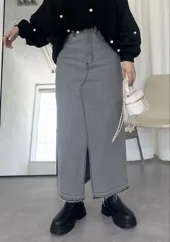 prose verse フロントスリットデニムナロースカート