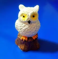 【未使用】フクロウ 置物 切り株 白フクロウ ミニチュア オブジェ 縁起物