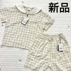 バースデイ95コトリ新品タグ付き　チェックセーラーセットアップ　半袖　韓国子供服