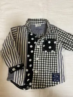 BREEZE チェック柄ドット長袖シャツ 80 綿100