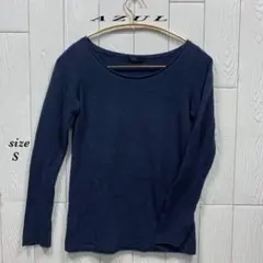 AZUL アズール (S) ニットセーター 薄手 ネイビー ボートネックのサムネイル