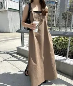 andme リネン混アメスリフレアキャミワンピース