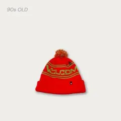 90s OLD ボルコム アーカイブ ボンボン付き ニット帽 サイケデリック 赤