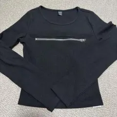 Dazy リブニット 長袖 ブラック ジップデザイン M