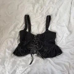 SPRAY ブラックビスチェ フリル付き