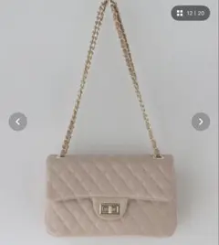 2WAYチェーンショルダーキルティングバッグ ベージュ
