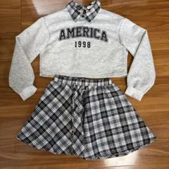 SHEIN クロップドスウェットとスカートセット 10Y（140cm）